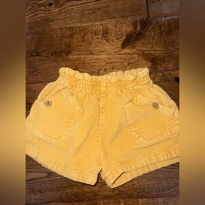 Zara Yellow Corduroy Wooden Button Shorts 18/24 Month